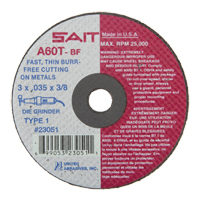 Cut-Off Wheel (A36T), 3" x 0.035", 3/8" Arbor, Type 1, Aluminum Oxide, 25000 RPM Sidevic Inc.