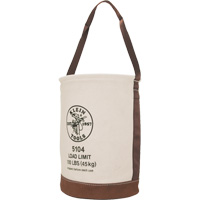 Bucket with Leather Bottom, 17" H, Canvas, Beige Sidevic Inc.