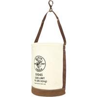 Leather-Bottom Bucket, 17" H, Canvas, White Sidevic Inc.