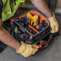Tradesman Pro Tool Tote, Ballistic Nylon, 40 Pockets, Black/Orange Sidevic Inc.