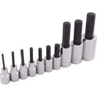 Hex Head Socket Set, Hex, 1/2"/3/8" Drive, 10 Pcs Sidevic Inc.