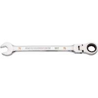 90-Tooth Flex Head Ratcheting Combination Wrench, 12 Point, 15 mm, Chrome Finish Sidevic Inc.