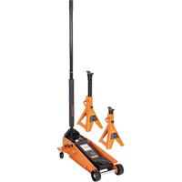 Service Jack with 4-Ton Vehicle Stands, 3.5 Ton(s) Capacity, 5-1/8" Lowered, 21" Raised, Manual Hydraulic Sidevic Inc.