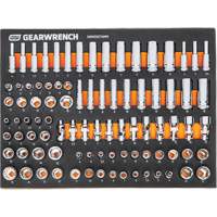 Jeu d'outils m&eacute;triques pour m&eacute;canicien MEGAMOD dans des plateaux en mousse modulaire avec armoire roulante &agrave; outils, 358 morcea Sidevic Inc.