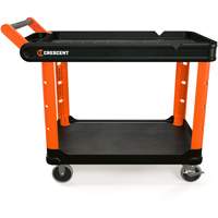 Chariot utilitaire industriel &agrave; 2 tablettes RAILWORKS avec roulettes dures de 5", 47" lo x 24-1/2" la x 34" h, Noir/Orange Sidevic Inc.