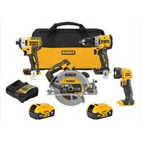 Ensemble de quatre outils combin&eacute;s sans fil et sans balai XR, Lithium-ion, 20 V Sidevic Inc.