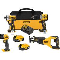Ensemble de quatre outils combin&eacute;s sans fil et sans balai XR, Lithium-ion, 20 V Sidevic Inc.
