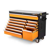 Armoire &agrave; outils roulante avec dessus de travail en acier inoxydable, 11 tiroirs, 52" la x 18" p x 36" h, Noir/Orange Sidevic Inc.