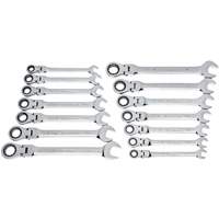 72-Tooth 12 Point Wrench Set, Flex Head/Ratcheting Combination, 14 Pieces, Imperial and Metric Sidevic Inc.