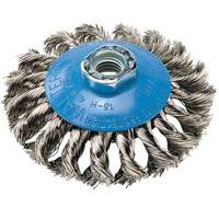 Brosse concave &agrave; fils nou&eacute;s torsad&eacute;s, Dia. 7", Fils 0,02", Arbre 5/8"-11, Aluminium/Acier inoxydable Sidevic Inc.
