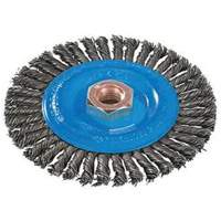 Brosse &agrave; fils nou&eacute;s pour cordons de soudure, Dia. 4", Fils 0,02", Arbre 5/8"-11, Aluminium/Acier inoxydable Sidevic Inc.