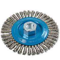 Brosse &agrave; fils &eacute;troits nou&eacute;s et torsad&eacute;s, Dia. 5", Fils 0,02", Arbre 5/8"-11, Aluminium/Acier inoxydable Sidevic Inc.