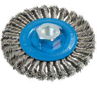 Brosse rotative &agrave; fils nou&eacute;s large, Dia. 4-1/2", Fils 0,02", Arbre 5/8"-11, Aluminium/Acier inoxydable Sidevic Inc.