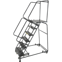 Weight Actuated Lockstep Rolling Ladders, 5 Steps, 24" Step Width, 50" Platform Height, Steel Sidevic Inc.