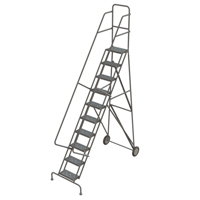 &eacute;chelles roulantes en acier, 10 marches, Largeur de la marche 16", Hauteur de la plateforme 100", Acier Sidevic Inc.
