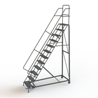 Heavy Duty Rolling Ladder, 12 Steps, 24" Step Width, 120" Platform Height, Steel Sidevic Inc.