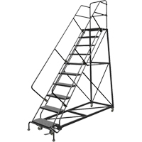 Safety Slope Rolling Ladder, 9 Steps, Perforated, 50° Incline, 90" High Sidevic Inc.