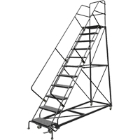 Safety Slope Rolling Ladder, 11 Steps, Perforated, 50° Incline, 110" High Sidevic Inc.