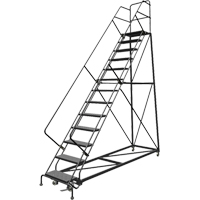 Safety Slope Rolling Ladder, 13 Steps, Perforated, 50° Incline, 130" High Sidevic Inc.