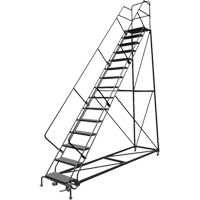 Safety Slope Rolling Ladder, 15 Steps, Perforated, 50° Incline, 150" High Sidevic Inc.