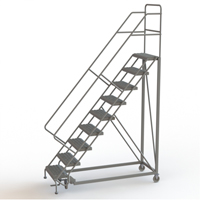 Safety Slope Rolling Ladder, 9 Steps, Serrated, 50° Incline, 90" High Sidevic Inc.