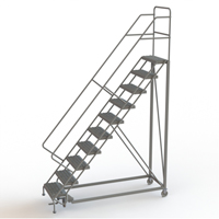 Safety Slope Rolling Ladder, 10 Steps, Serrated, 50° Incline, 100" High Sidevic Inc.