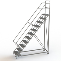 Safety Slope Rolling Ladder, 11 Steps, Serrated, 50° Incline, 110" High Sidevic Inc.
