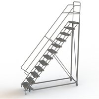 Safety Slope Rolling Ladder, 12 Steps, Serrated, 50° Incline, 120" High Sidevic Inc.