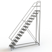 Safety Slope Rolling Ladder, 14 Steps, Serrated, 50° Incline, 140" High Sidevic Inc.