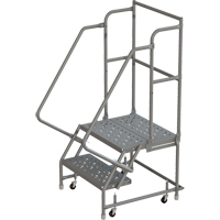 Deep Top Step Rolling Ladder, 2 Steps, 16" Step Width, 20" Platform Height, Steel Sidevic Inc.