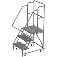Deep Top Step Rolling Ladder, 3 Steps, 16" Step Width, 30" Platform Height, Steel Sidevic Inc.