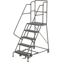 Deep Top Step Rolling Ladder, 5 Steps, 16" Step Width, 50" Platform Height, Steel Sidevic Inc.
