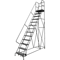 Deep Top Step Rolling Ladder, 13 Steps, 24" Step Width, 130" Platform Height, Steel Sidevic Inc.