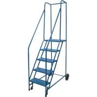Rolling Step Ladder, 5 Steps, 18" Step Width, 46" Platform Height, Steel Sidevic Inc.