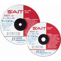 Cut-Off Wheel, 4" x 0.045", 5/8" Arbor, Type 27, Aluminum Oxide, 13500 RPM Sidevic Inc.