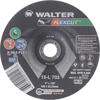 Flexcut Depressed Centre Grinding Wheels, 7", 36 Grit, Aluminum Oxide, 7/8", 8600 RPM, Type 29 Sidevic Inc.