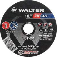 Zipcut Cut-Off Wheel, 5" x 3/64", 7/8" Arbor, Type 1, Aluminum Oxide, 12200 RPM Sidevic Inc.