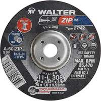 Zip Cutting and Grinding Wheel, 3" x 1/13", 3/8" Arbor, Type 27, 60 Grit, Aluminum Oxide Sidevic Inc.