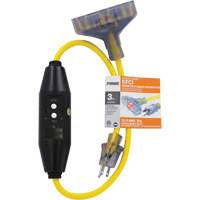 Adaptateurs pour disjoncteurs de fuite &agrave; la terre &agrave; trois prises Shocksafe, 125 V, 15 A, Cordon de 3' Sidevic Inc.