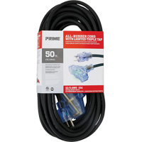 All-Rubber Extension Cord, Outdoor, SJOOW, 12/3 AWG, 15 A, 3 Outlet(s), 50' Sidevic Inc.