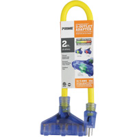 Adapter with Visual Amperage Detection, Outdoor, 12/3 AWG, 15 A, 3 Outlet(s), 2' Sidevic Inc.