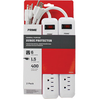 Surge Protector 2-Pack, 6 Outlets, 400 J, 1875 W, 1.5' Cord Sidevic Inc.