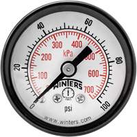 Manom&egrave;tre &eacute;conomique,  1-1/2", 0 - 100 psi, Fixation arri&egrave;re, Analogique Sidevic Inc.